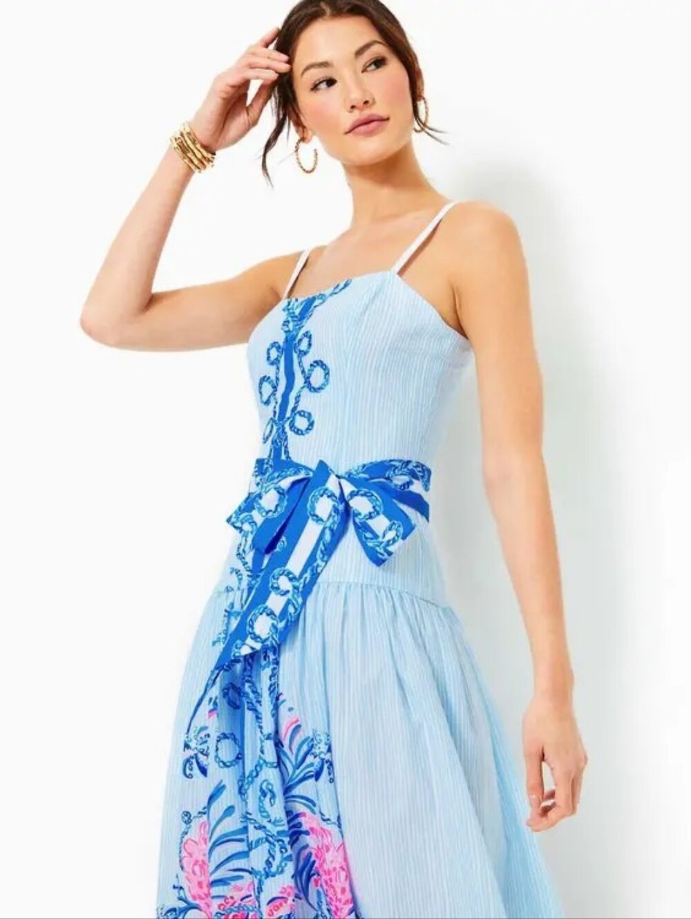Lilly Pulitzer Saylar Maxi Dress Nautical Blue & Pink Engineered Print Sz 10 NWT - Picture 16 of 16